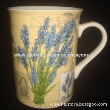 9oz New Bone China Mug, with Lavender Design, Display Box, Ideal for Gifts or Promotion, Food-safe